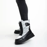 Cizme dama gri deschis din material textil Rinda