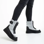 Cizme dama gri deschis din material textil Rinda