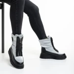 Cizme dama gri deschis din material textil Rinda