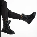 Cizme dama negre din piele ecolofica si material textil Xiomara