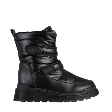 Cizme dama negre din piele ecolofica si material textil Xiomara