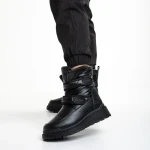 Cizme dama negre din piele ecolofica si material textil Xiomara