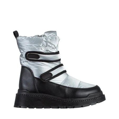 Cizme dama gri din piele ecolofica si material textil Xiomara