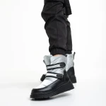 Cizme dama gri din piele ecolofica si material textil Xiomara