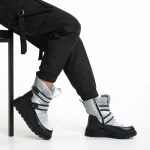 Cizme dama gri din piele ecolofica si material textil Xiomara