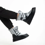 Cizme dama gri din piele ecolofica si material textil Xiomara