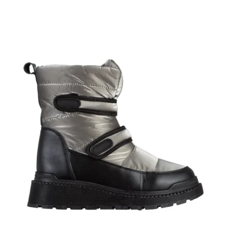 Cizme dama gri inchis din piele ecolofica si material textil Xiomara