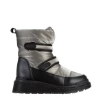 Cizme dama gri inchis din piele ecolofica si material textil Xiomara