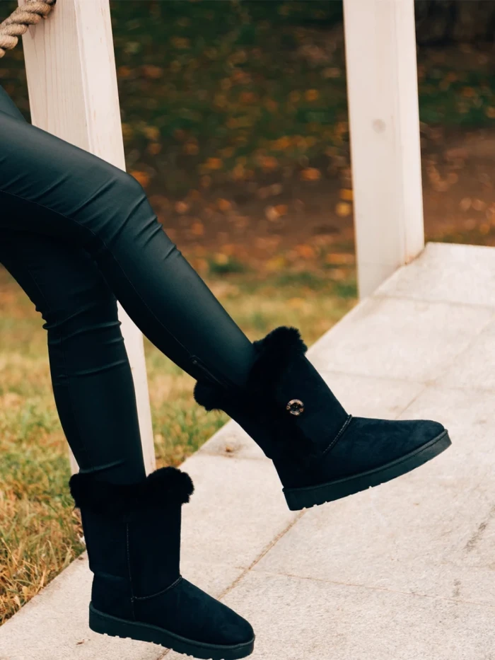 Cizme dama negre din material textil Zeltana