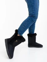 Cizme dama negre din material textil Zeltana
