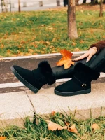 Cizme dama negre din material textil Nicolia