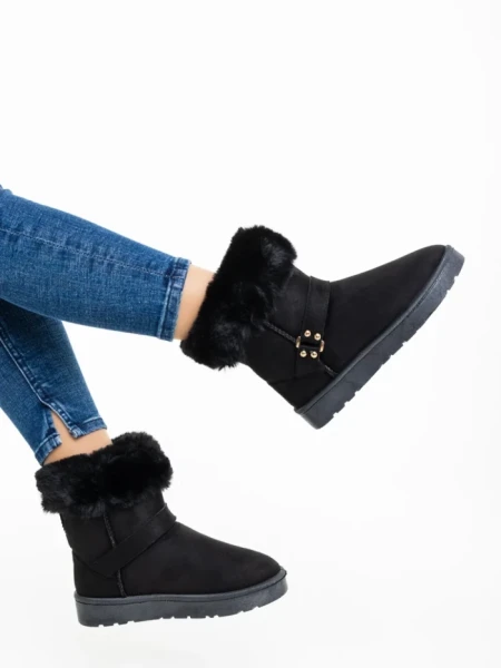 Cizme dama negre din material textil Nicolia