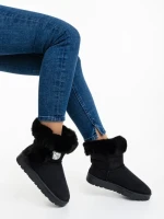 Cizme dama negre din material textil Hermina