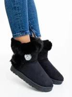 Cizme dama negre din material textil Hermina