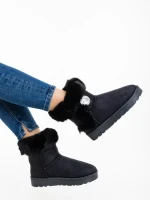 Cizme dama negre din material textil Hermina