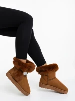 Cizme dama camel din material textil Hermina