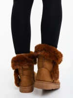 Cizme dama camel din material textil Hermina