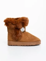 Cizme dama camel din material textil Hermina