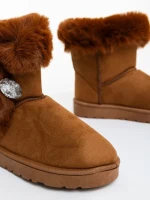 Cizme dama camel din material textil Hermina