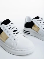 Pantofi sport dama albi cu negru din piele ecologica Nedelya