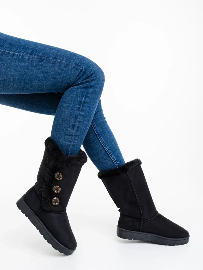 Cizme dama negre din material textil Casera