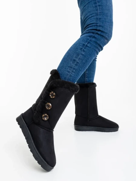 Cizme dama negre din material textil Casera