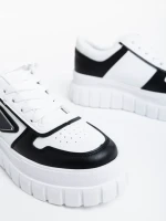 Pantofi sport dama albi cu negru din piele ecologica Retta