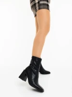 Botine dama cu toc negre din piele ecologica Santana