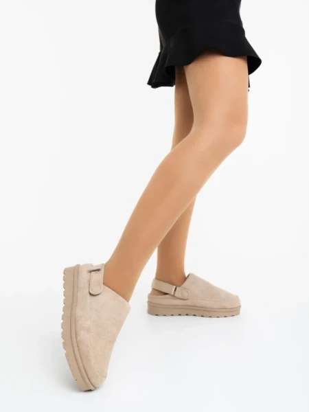 Papuci dama bej din material textil  Luara