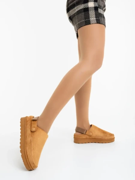Papuci dama camel din material textil  Luara