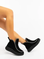 Ghete dama negre din material textil Galinda