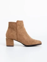 Botine dama bej inchis din material textil Zarina