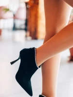 Botine dama negre din material textil Marida