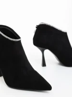 Botine dama negre din material textil Marida