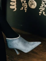 Botine dama albastre din material textil Marida