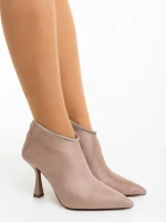 Botine dama bej din material textil Marida