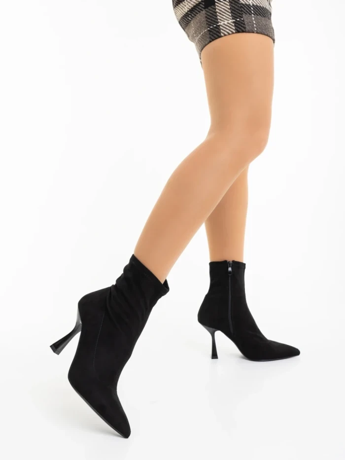 Botine dama negre din material textil Adisia