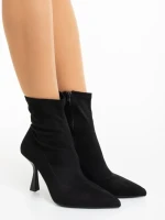 Botine dama negre din material textil Adisia