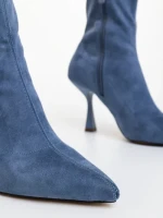 Botine dama albastre din material textil Adisia
