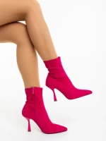 Botine dama fucsia din material textil Adisia