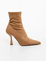 Botine dama bej din material textil Adisia