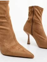 Botine dama bej din material textil Adisia