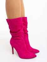 Cizme dama fucsia din material textil Marizela