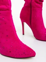 Cizme dama fucsia din material textil Marizela