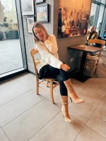 Cizme dama bej din material textil Marizela