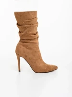 Cizme dama bej din material textil Marizela