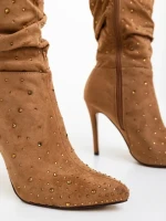 Cizme dama bej din material textil Marizela