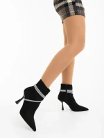 Botine dama negre din material textil Lunima