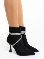 Botine dama negre din material textil Lunima