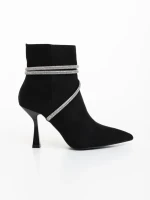 Botine dama negre din material textil Lunima